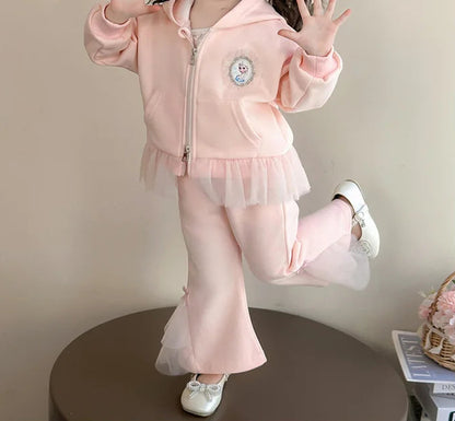 Elsa Princess Zippered Hooded Jacket & Bellbottom Pants