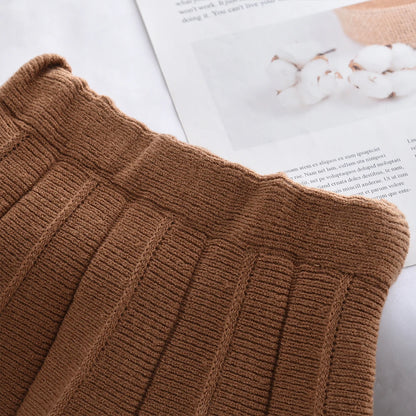 Beige Daisy Sweater Cardigan & Coffee Skirt 2Pcs