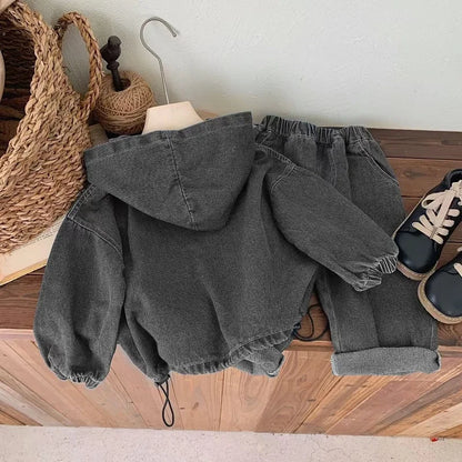 Denim Sweatshirt With Pants Set