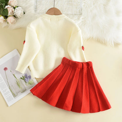 Knitted Sweater Top & Skirt 2pcs Set