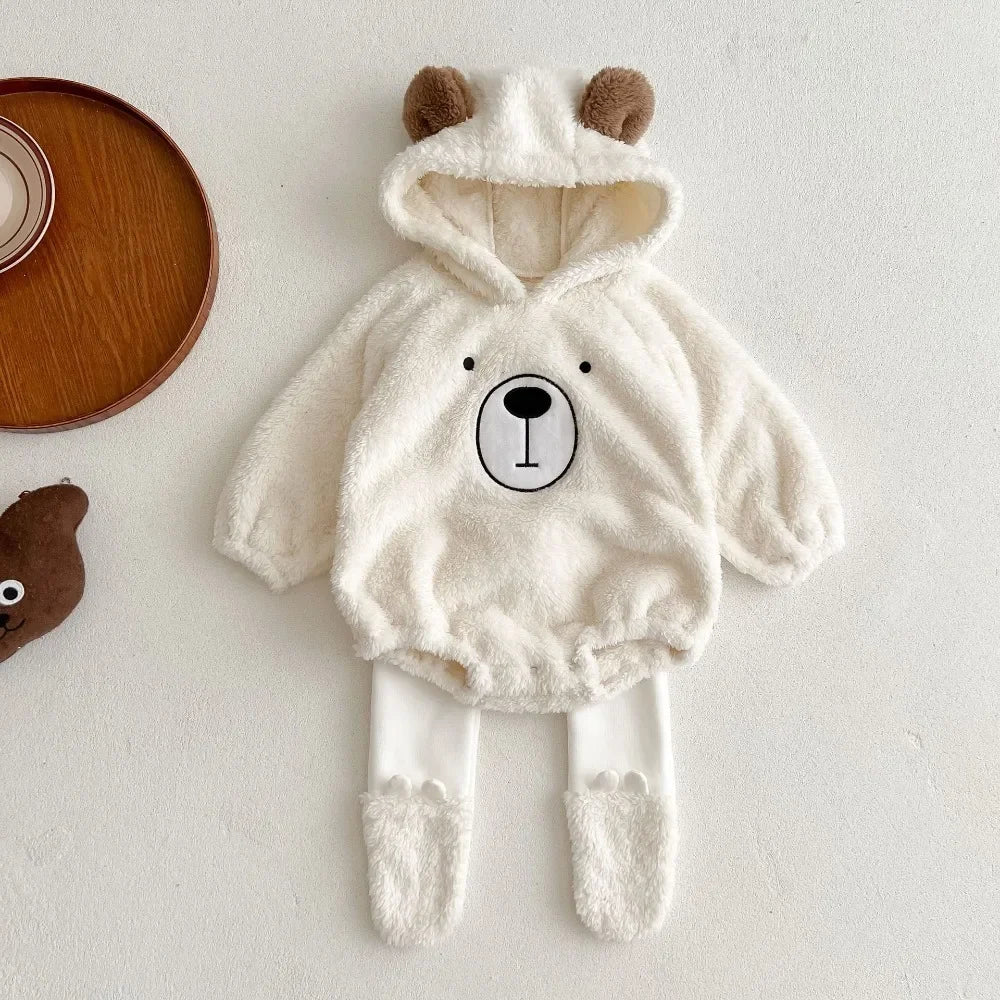 Winter Hooded Jumpsuit & Pants Two-piece Set