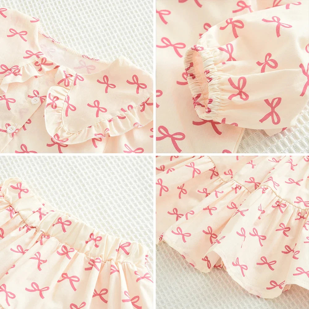 Two Piece Bow Top & Pleated Skirt Set