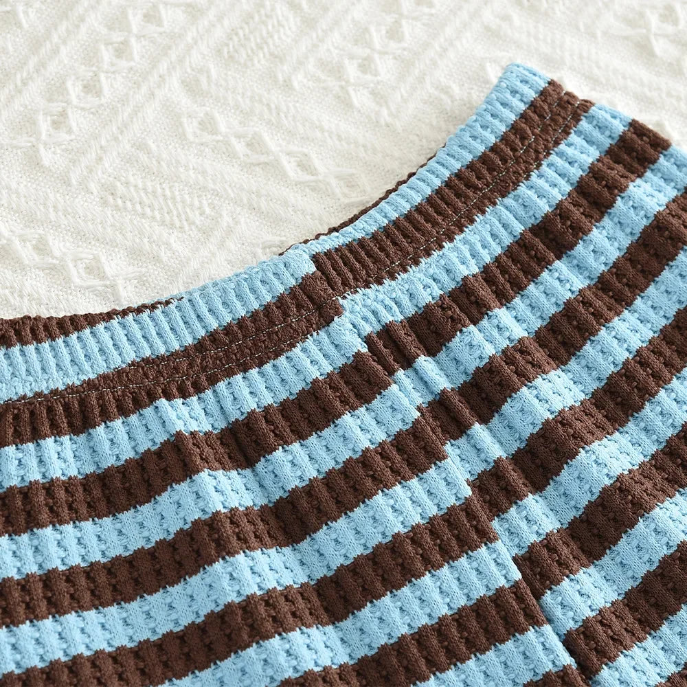 Striped Top & Shorts Two-Piece Set