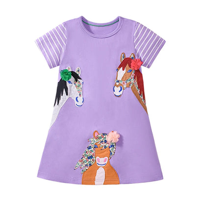 2025 Summer Cotton Unicorns with Flowers Dress