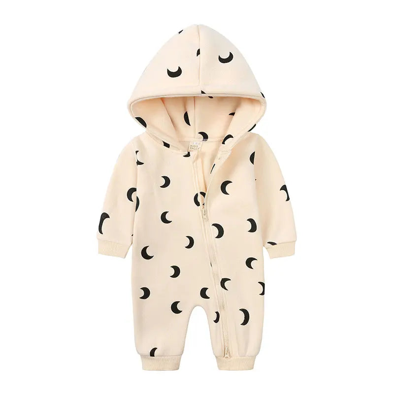 Soft Cotton Hooded Zipper Romper