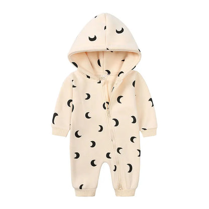 Soft Cotton Hooded Zipper Romper