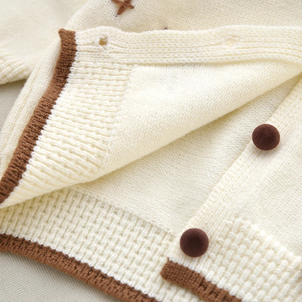 Flower Knitted Cardigan Top & Skirt 2Pcs Set