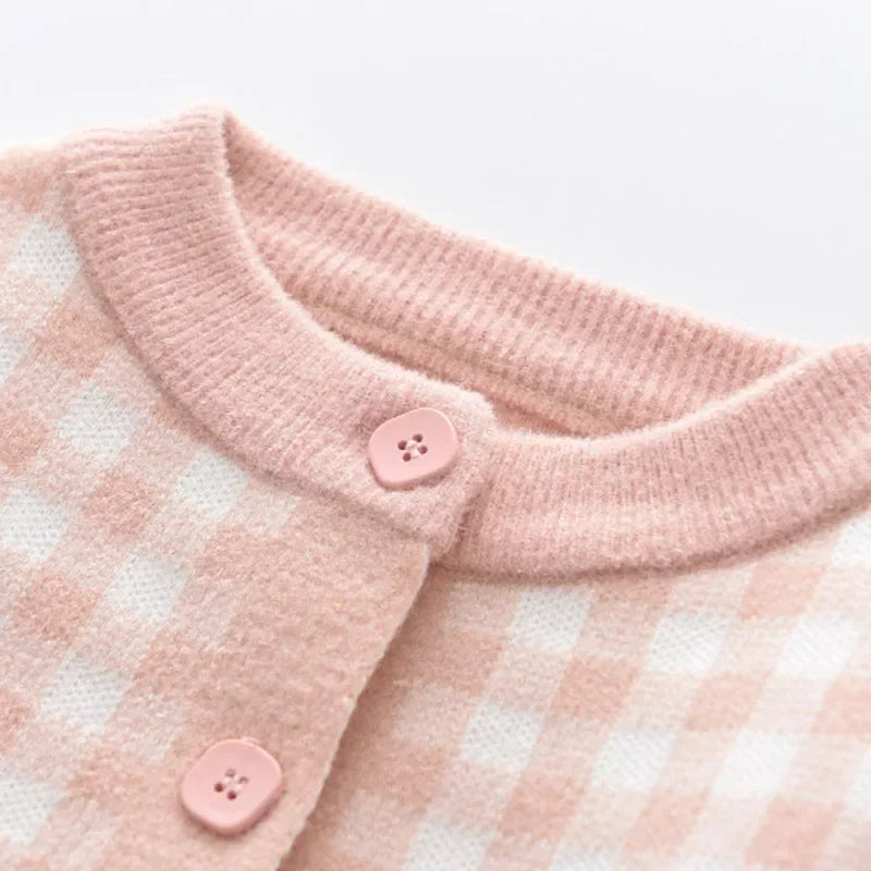 Sweater Cardigan & Pleated V-Neck Camisole Dress Set