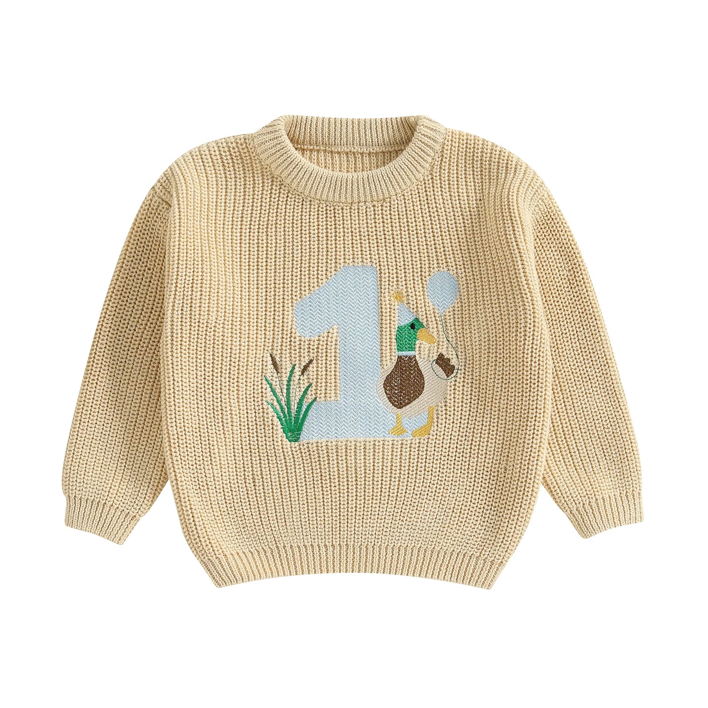 Baby Boy Birthday Sweater Casual Duck Letter Embroidery