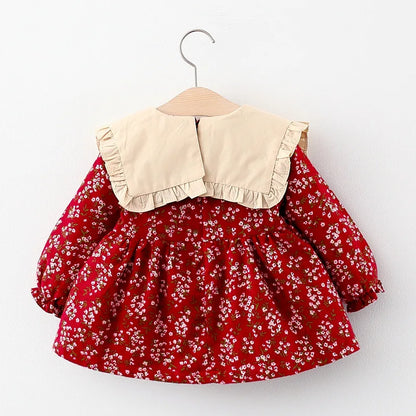 Charming  Floral Bow Collar Dress
