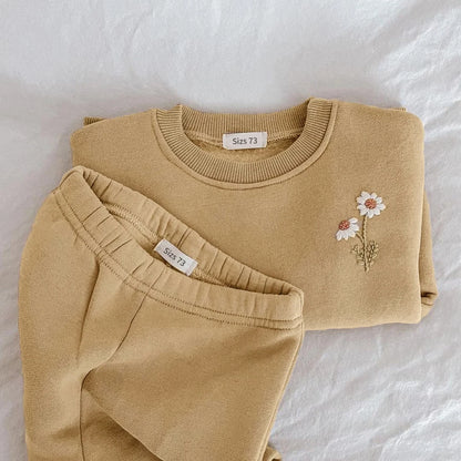 Soft fleece Flower Tracksuit Set