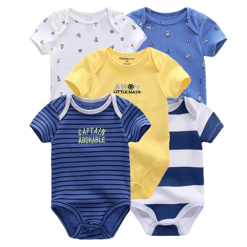 100% Cotton Cartoon Bodysuit Set (5pcs)