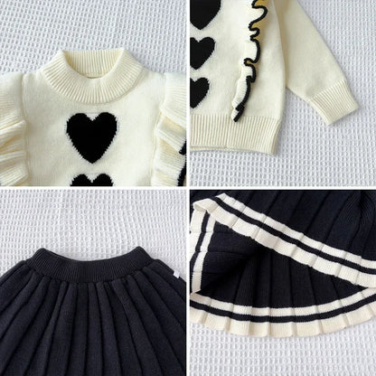 Love Sweater Top & Pleated Skirt 2-Piece Set