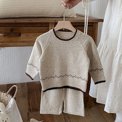 Knitted Long Sleeve Pullover Top & Pants Set