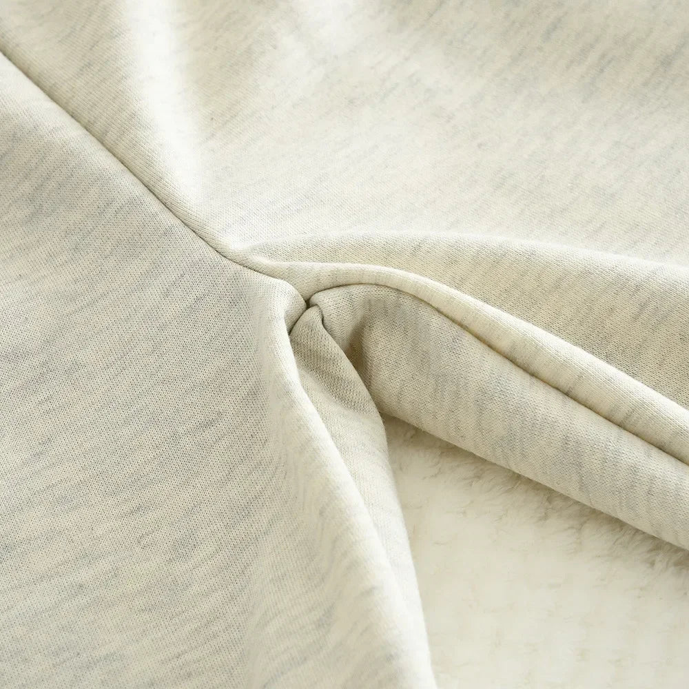 Wool Patchwork Sweatshirt & Pants Two Piece Set