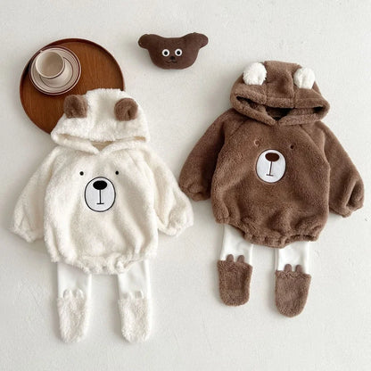 Winter Hooded Jumpsuit & Pants Two-piece Set