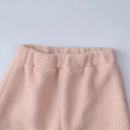 Thick Warm High Neck Top And Solid Color Pants Set