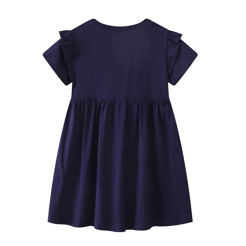 Navy Blue Unicorn 100% Cotton Summer Dress