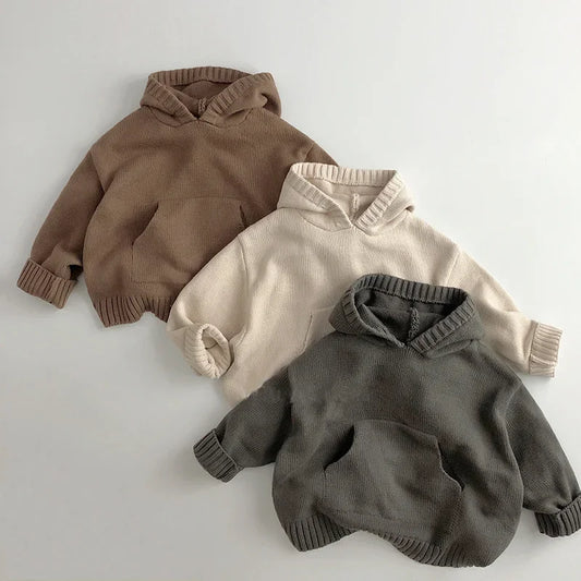 Cozy Hooded Knit Soft Cotton Pullover