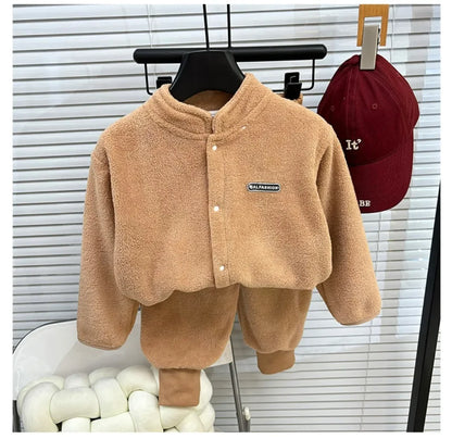 Warm Zipper Top & Pants Two-Piece Set