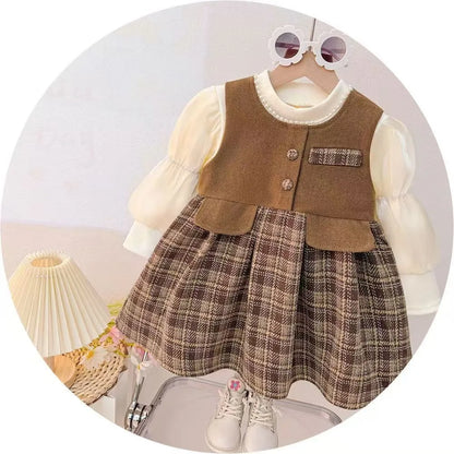 Cute Velvet Tank Top & Vest Dress Two Piece Set