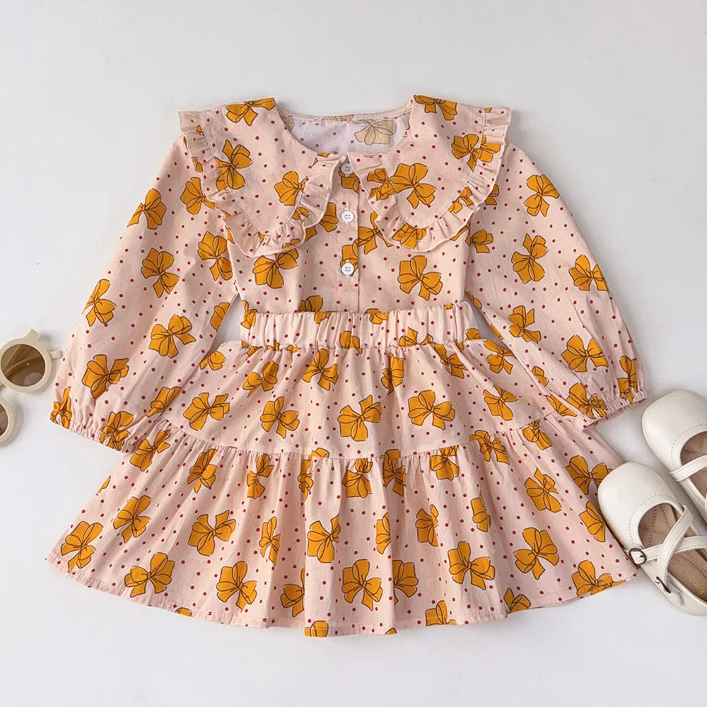 Two Piece Bow Top & Pleated Skirt Set