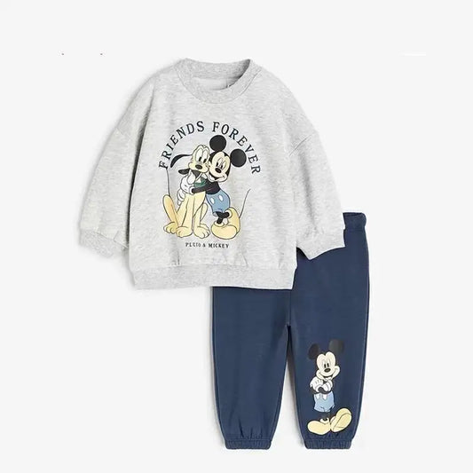 Mickey and Pluto Spring Autumn Full Print Sweatshirt & Pants Set