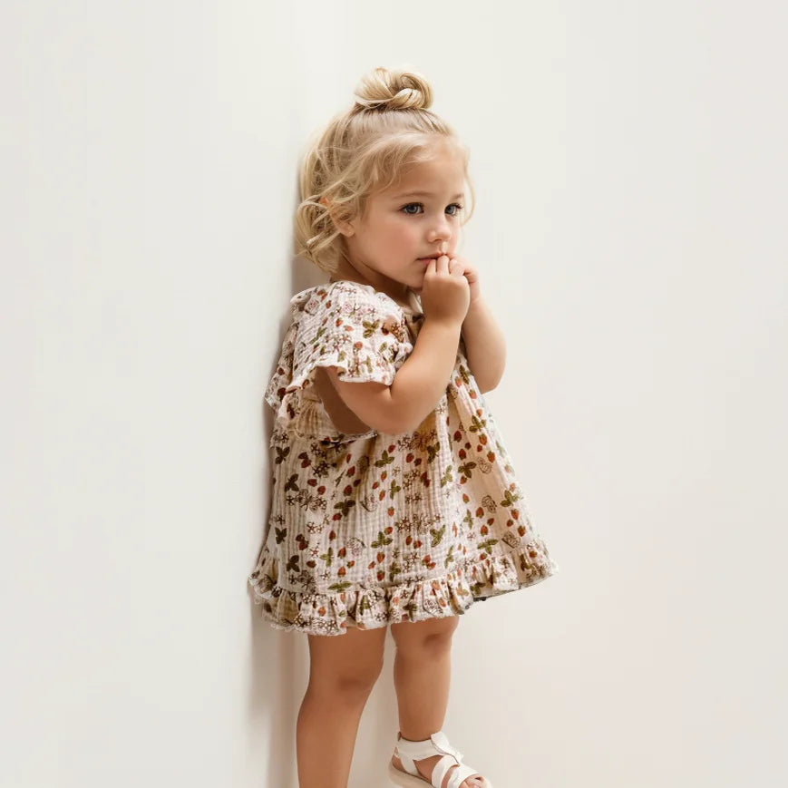 Organic Cotton Girl Summer 2Pcs Floral Dress & Shorts