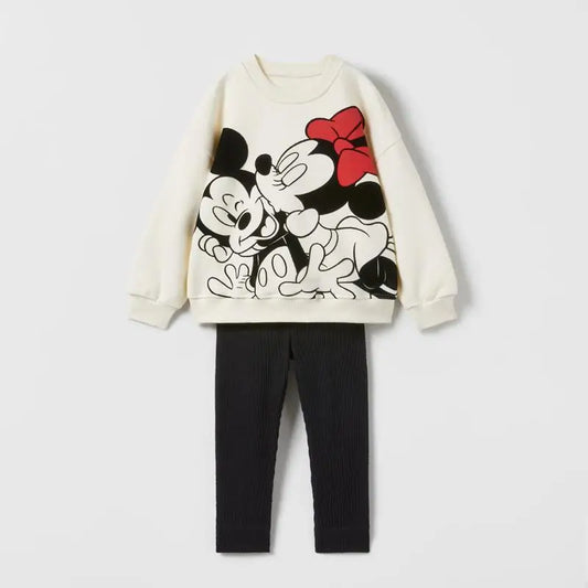 Cotton Cartoon Sweatshirt & Matching Pants Set