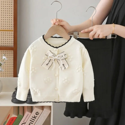 Knitted Sweater with Bow & Pants Set