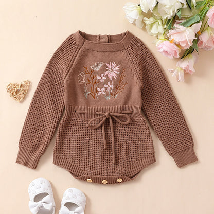 Soft Cotton Flower Embroidery Romper