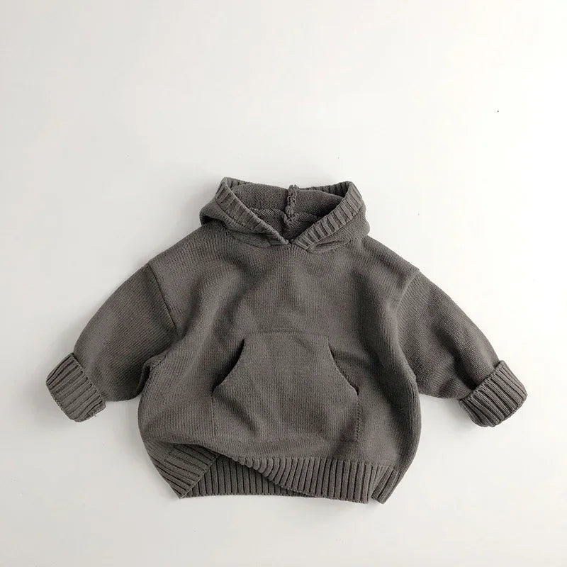 Cozy Hooded Knit Soft Cotton Pullover