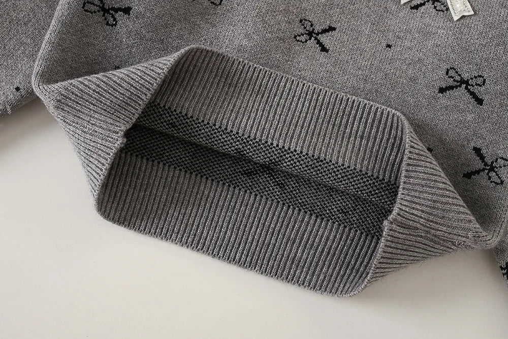 Bow Sweater And Pleated Skirt Set