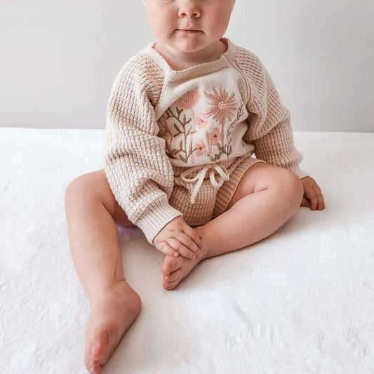 Soft Cotton Flower Embroidery Romper