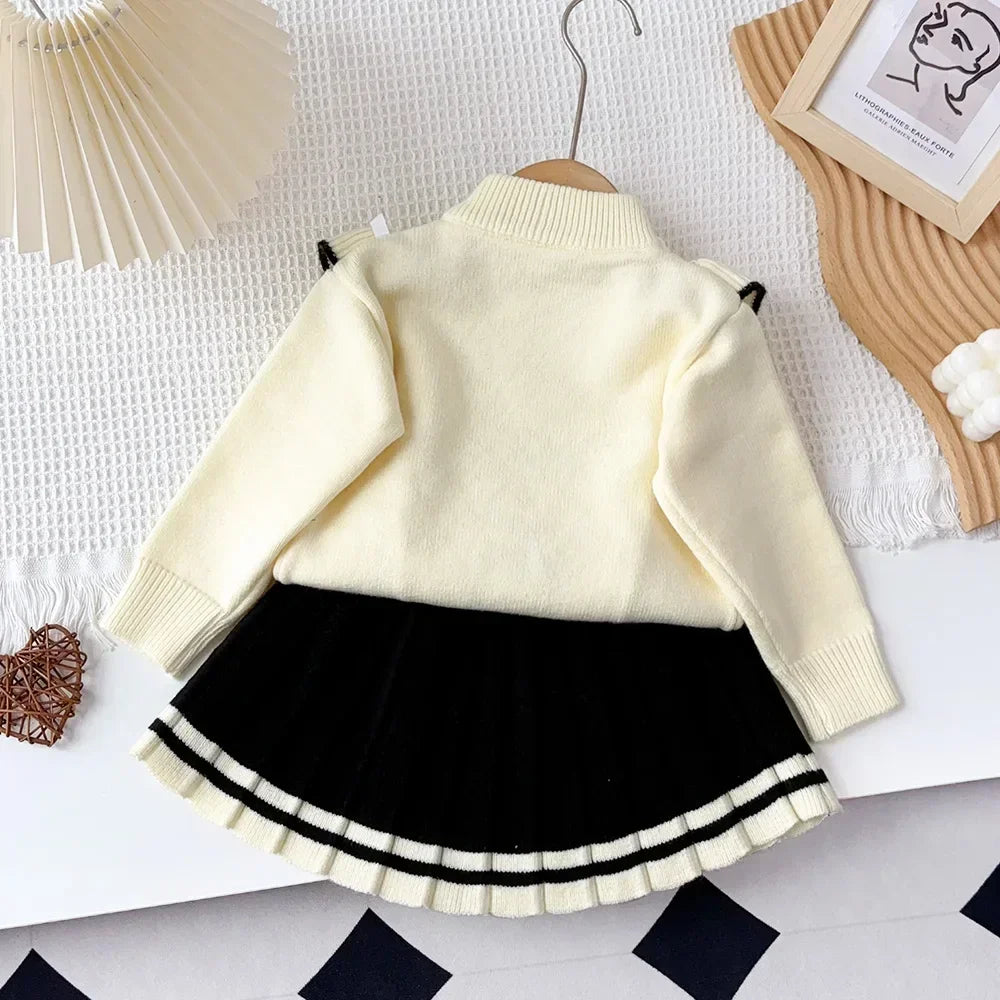 Love Sweater Top & Pleated Skirt 2-Piece Set