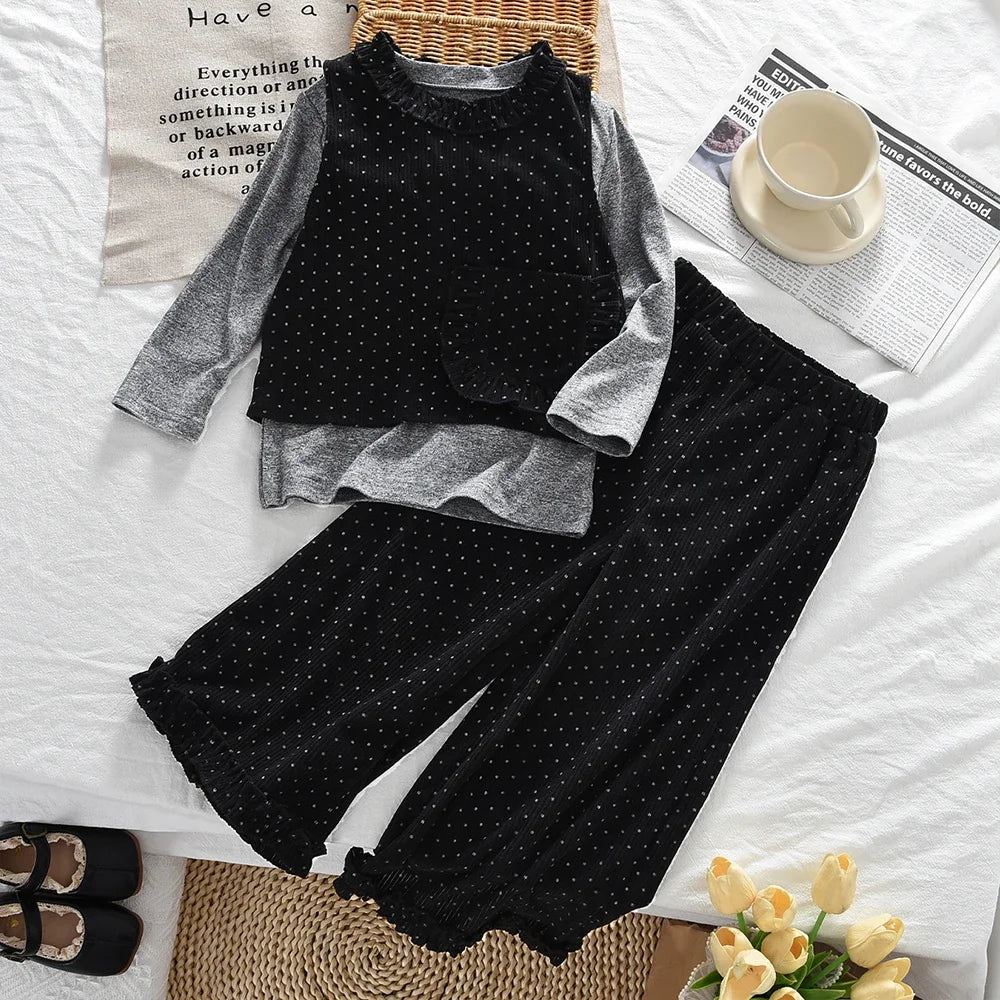 3-Piece Suit Long Sleeve Bottom Shirt, Vest & Pants Set