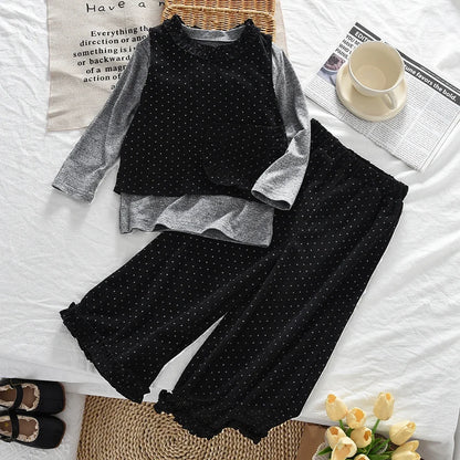 3-Piece Suit Long Sleeve Bottom Shirt, Vest & Pants Set