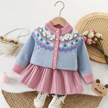 Sweet and Cute Knitted Sweater Top & Skirt Two-piece Set