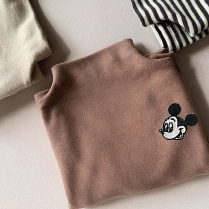 Mickey Mouse Soft Cotton Turtleneck Warm Fleece Tee