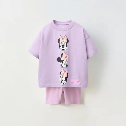 Purple Minnie 100% Cotton T-Shirt and Shorts Set