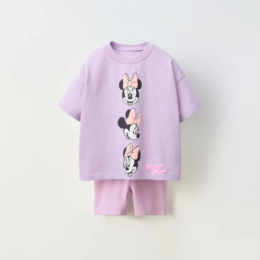 Purple Minnie 100% Cotton T-Shirt and Shorts Set