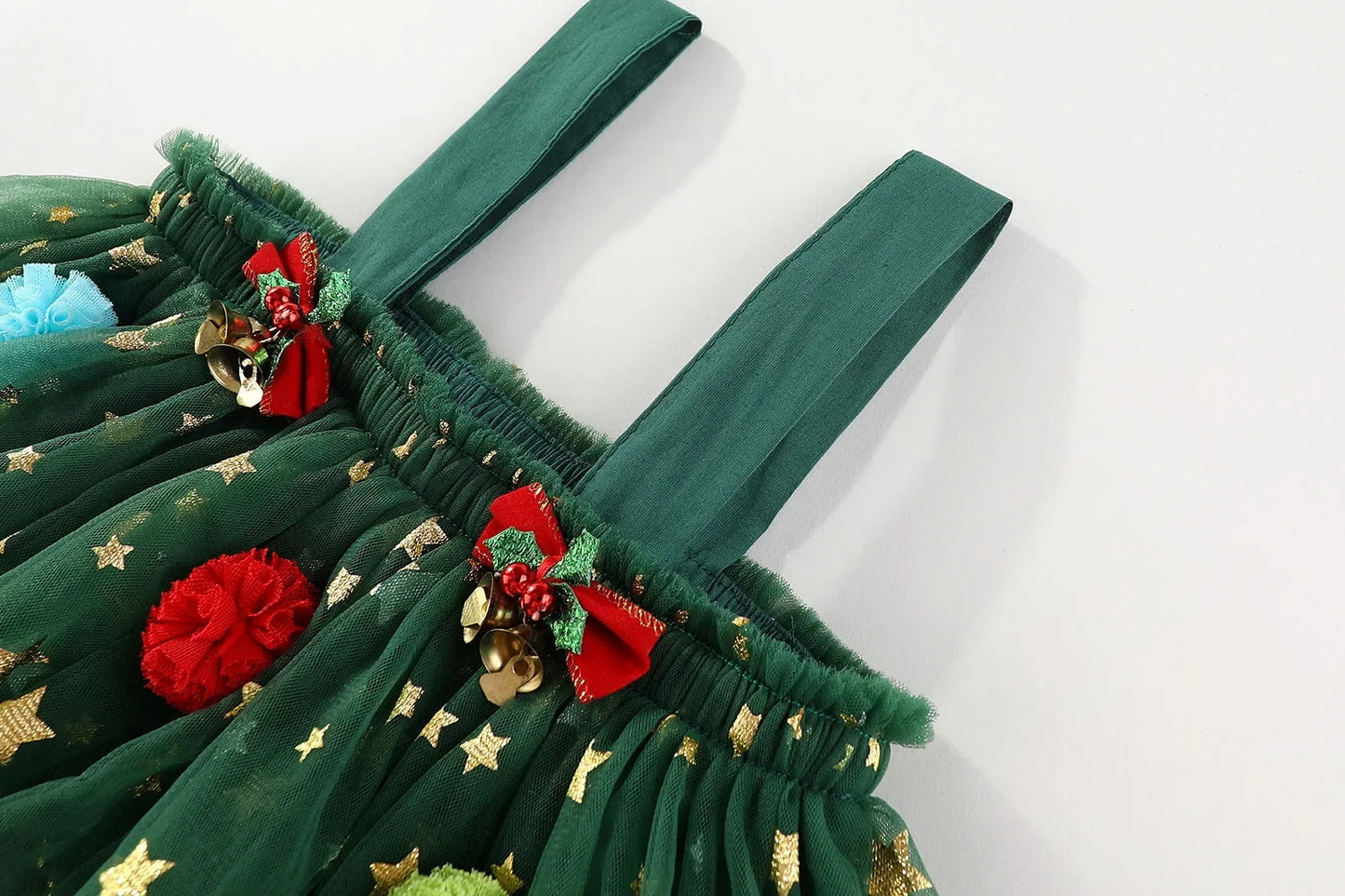 Christmas Green Mesh Sequins Dress