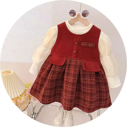 Cute Velvet Tank Top & Vest Dress Two Piece Set