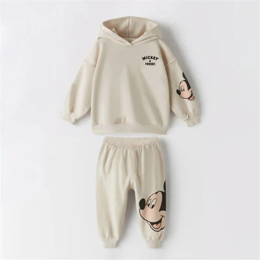 Soft Cotton Mickey Mouse Hooded Sweatshirt + Pant Set
