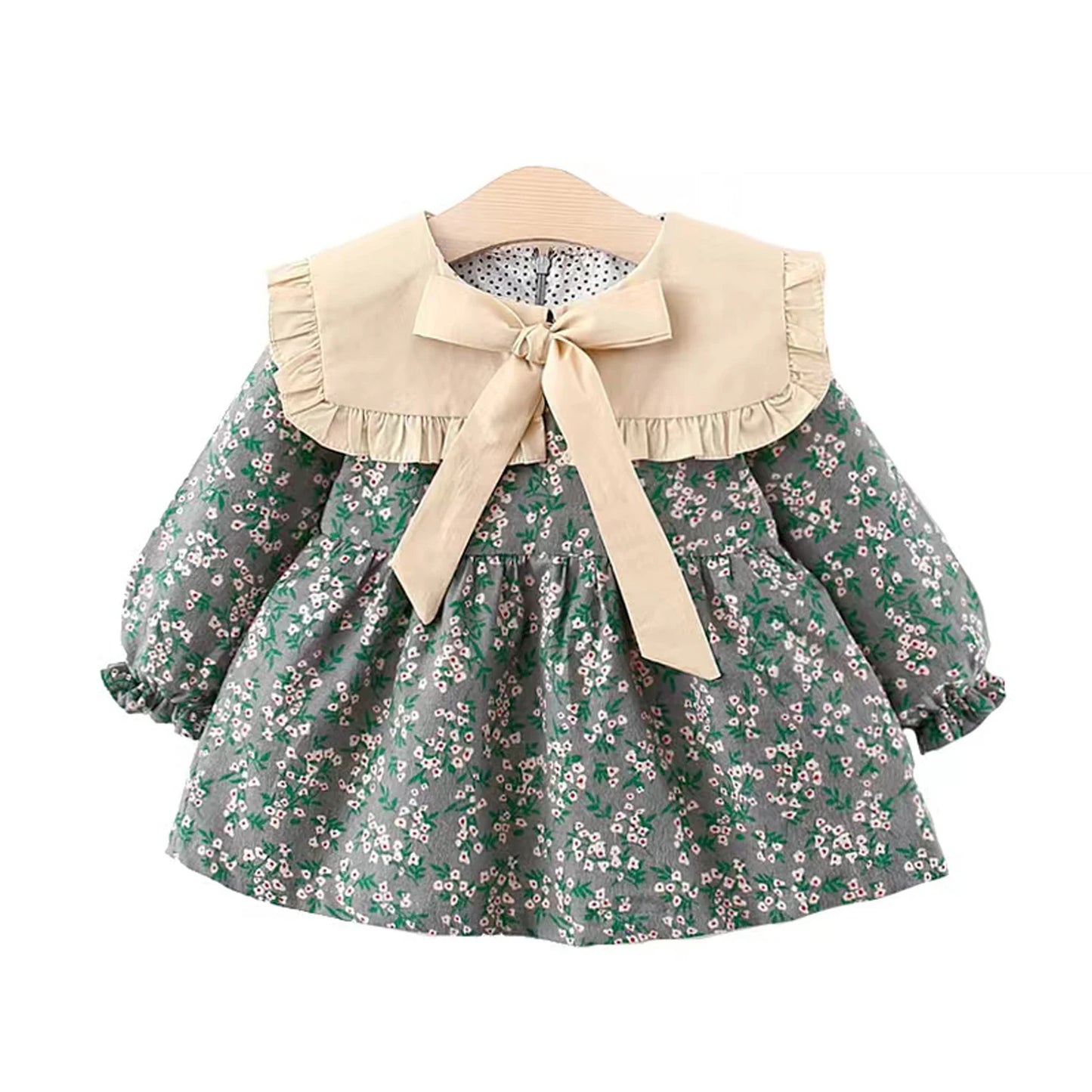 Charming  Floral Bow Collar Dress
