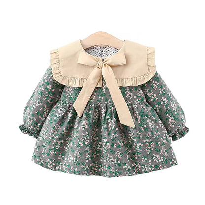 Charming  Floral Bow Collar Dress