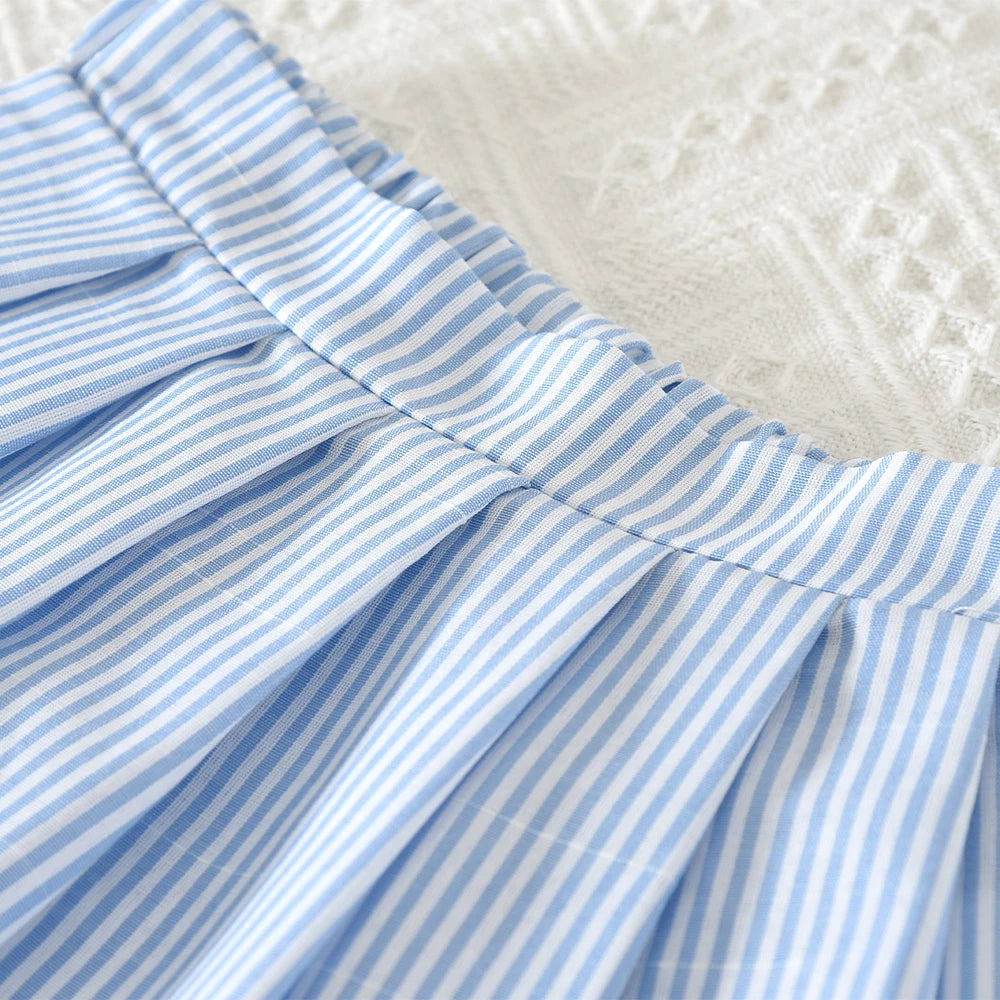 Striped Ruffled Shirt & Skirt 2Pcs Set