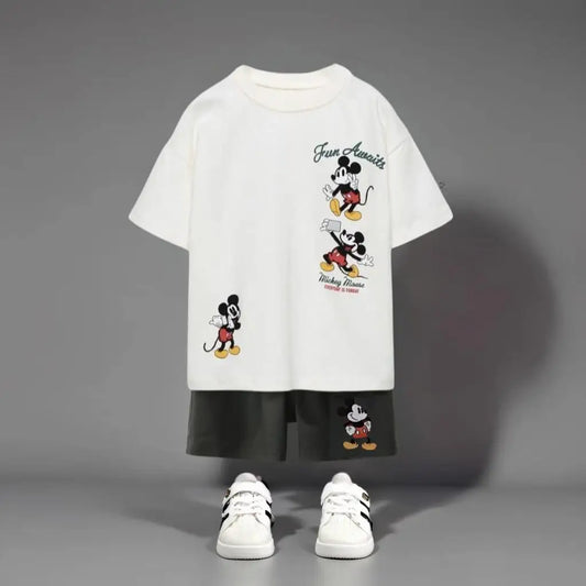 Premium 100% Cotton Mickey Mouse Fun T-Shirt & Shorts Set