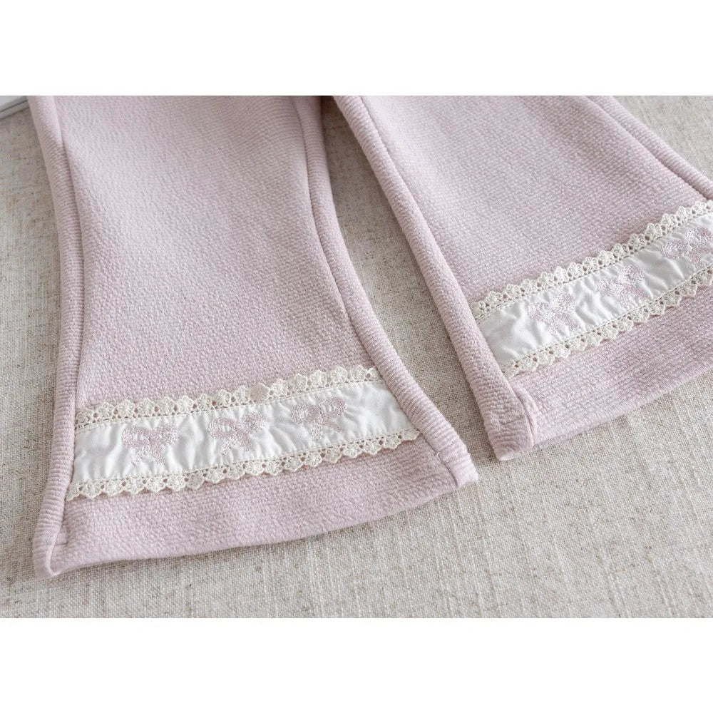 Sweet Bow Lace Top & Pants Two-piece Set