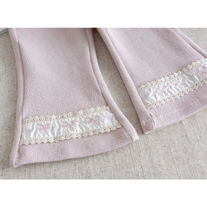 Sweet Bow Lace Top & Pants Two-piece Set